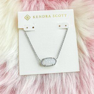 Silver Elisa Iridescent Drusy Pendant Necklace